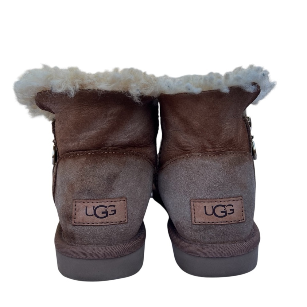 UGG Bailey Mini Zip Chestnut Suede Shearling Women’s Size 6 - Picture 10 of 15